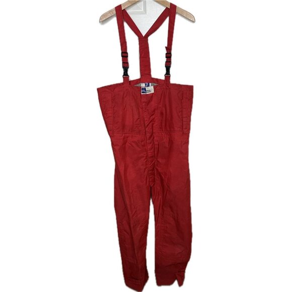 VTG Henri Lloyd Sailing Bib Overall Mens M Red Pocket Ski Snowboard Pant 90s - Picture 1 of 7